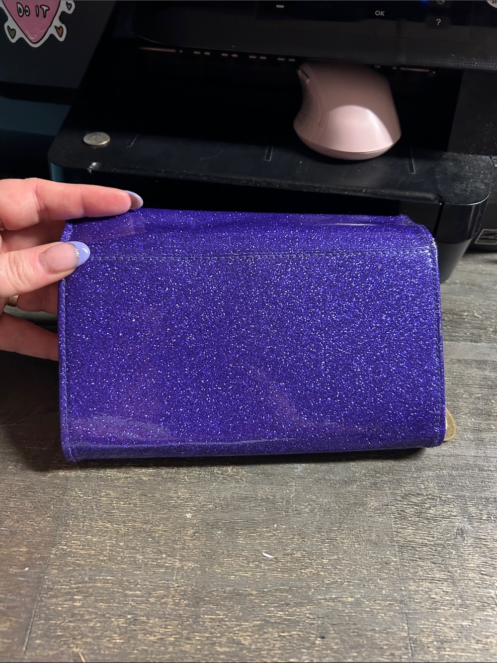 Kirk Folly Purple Glitter‎ Fold-Over Clutch Wallet - Picture 5 of 5
